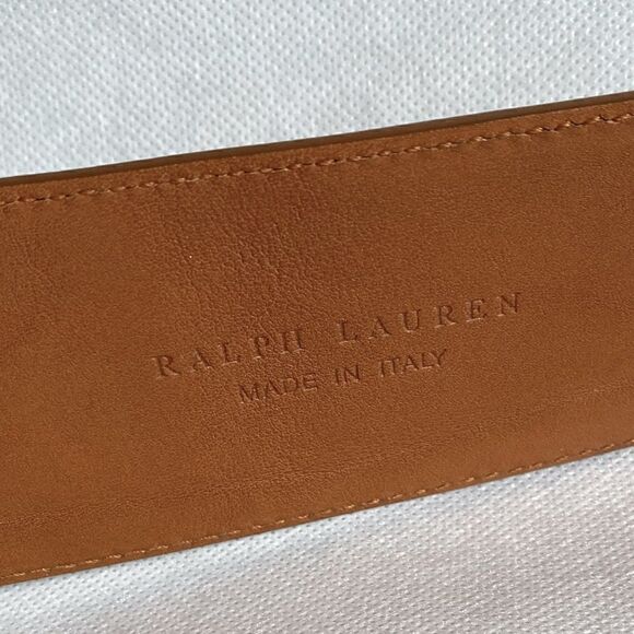 Ralph Lauren Wide Italian Calfskin Leather Double Prong Roller Buckle Belt - Picture 7 of 16